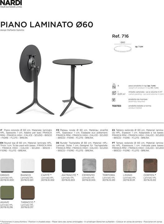 Image du produit Nardi P. LAMINATO DIAM.60 (60 x 60 cm)