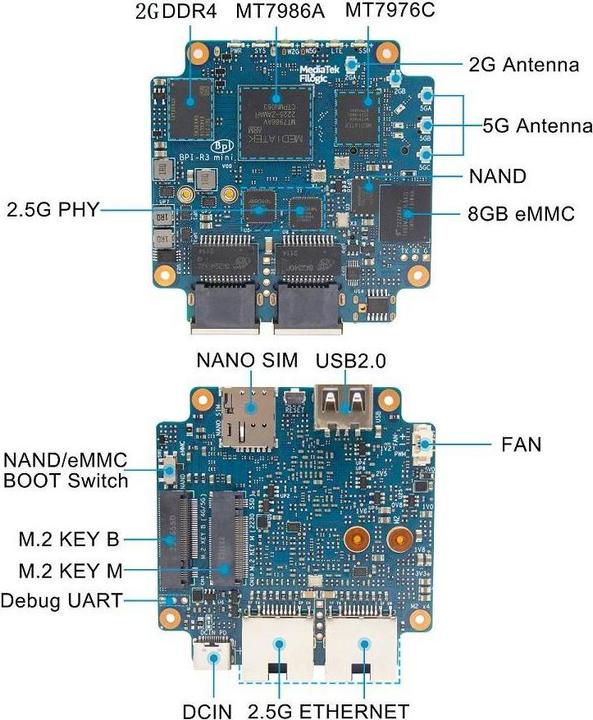 Image du produit R3 MINI - Banana Pi BPI-R3 Mini (inclut 1 adaptateur 12VPD et 3 antennes)