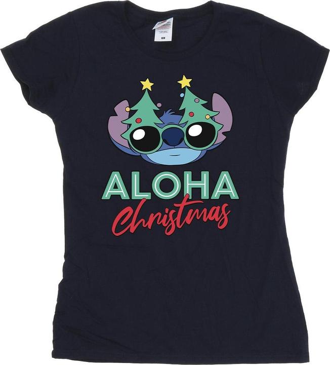 Actual product image Disney Womens/Ladies Lilo And Stitch Christmas Tree Shades Cotton T-Shirt (M)
