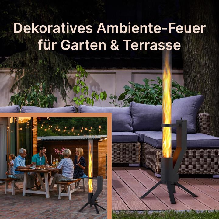 Produktbild Gardenflare Feuerrohr – elegante Edelstahl Feuersäule und Pelletfackel - silber (36 cm)