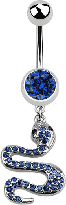 Image du produit Star Piercing Banane argent avec pendentif serpent bleu foncé (Acier chirurgical 316L, sans laiton)