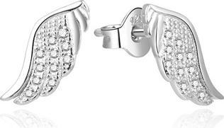 Beneto Beautiful silver earrings with zircons Angel wings AGUP2311L (L)