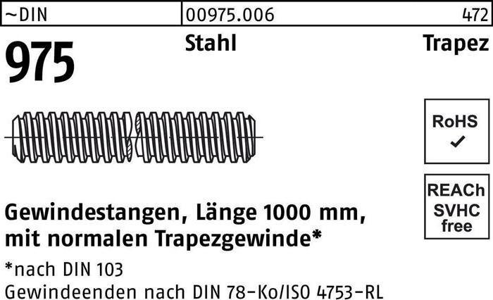 Actual product image Threaded rod DIN 975 trapezoidal thread TR 30 x 6 x 1000mm steel
