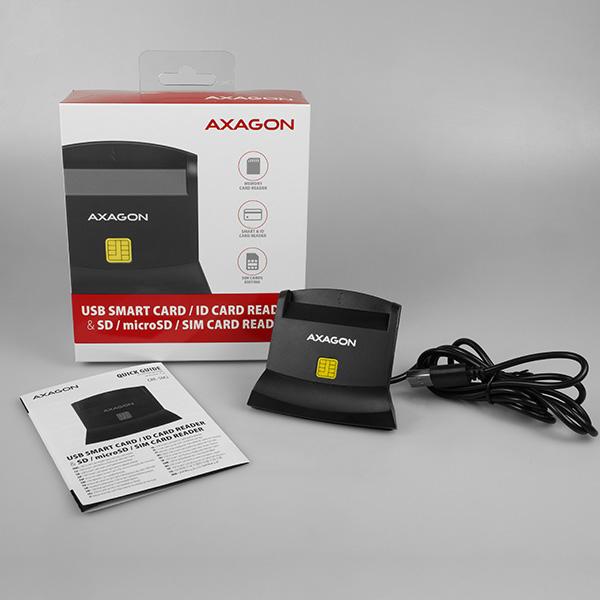 Actual product image Axagon CRE-SM2 USB Smart Card and SD/microSD/SIM Card Reader - USB 2.0 (USB 2.0)
