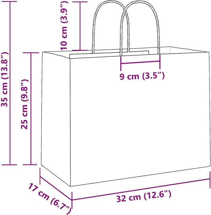 Image du produit VidaXL Sacs en papier kraft 250 pcs. avec anse Blanc 32x17x25 cm Sac en papier (Pochette cadeau, 250 x)