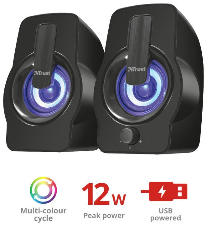 Produktbild Trust Lautsprecher||Gemi RGB|PMPO 12 Watt|1xAudio-In|Schwarz|22948