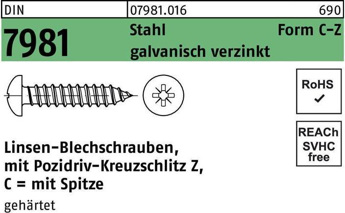 Image du produit DIN 7981/ISO 7049 m.Kreuzschlitz-PZ (500 Vis par pièce)