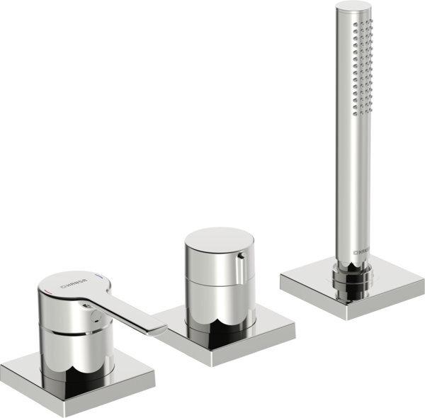 Produktbild Hansa Hansaronda Wannenarmatur, Fertigsmontageset, mit Sicherungseinrichtung, Rosette eckig, 3-Loch