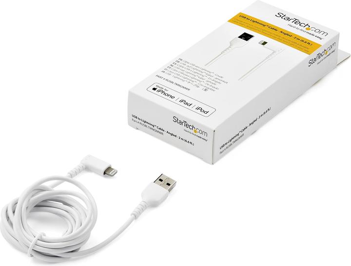 Produktbild StarTech .com RUSBLTMM2MWR 2,0mabgewinkeltes Lightning- auf USB-Kabel (2 m, USB 2.0)