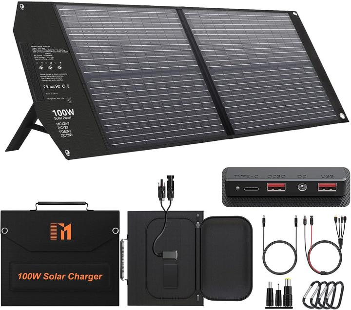 Mesuvida Faltbares Solarladegerät mit 5 Anschlüssen (100 W)