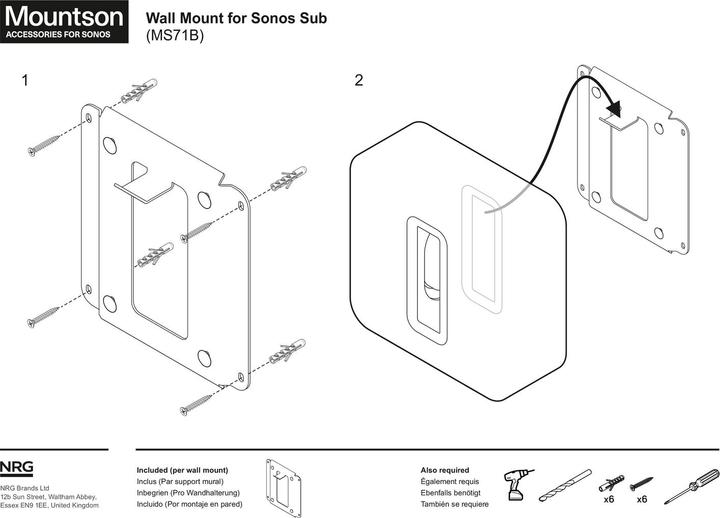 Immagine prodotto Mountson MS71B - Supporto a parete Premium per Sonos Sub (Installazione a parete, Non mobile)