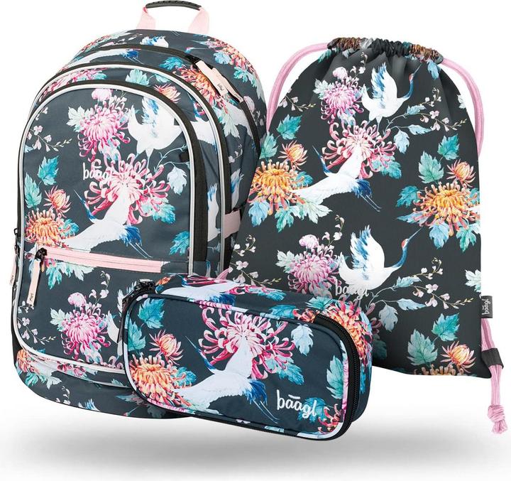 Immagine prodotto Baagl 3-teiliges Schulrucksack-Set Birds für Mädchen