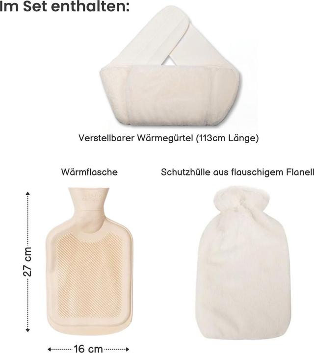Actual product image Hermex Wärmegürtel- und Wärmflaschen-Set Handwärmer Bauchwärmer Heizflasche (0.80 l)