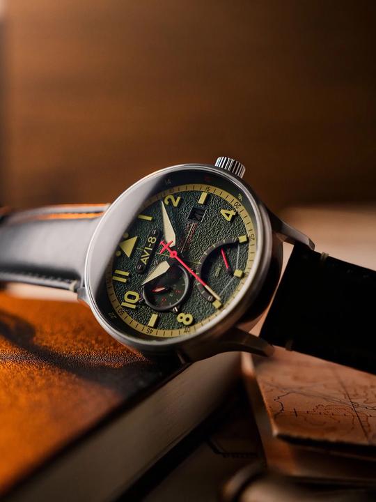 Actual product image AVI-8 AV-4101-0A Hawker Hurricane McKellar Dual Time (Pilot watch)