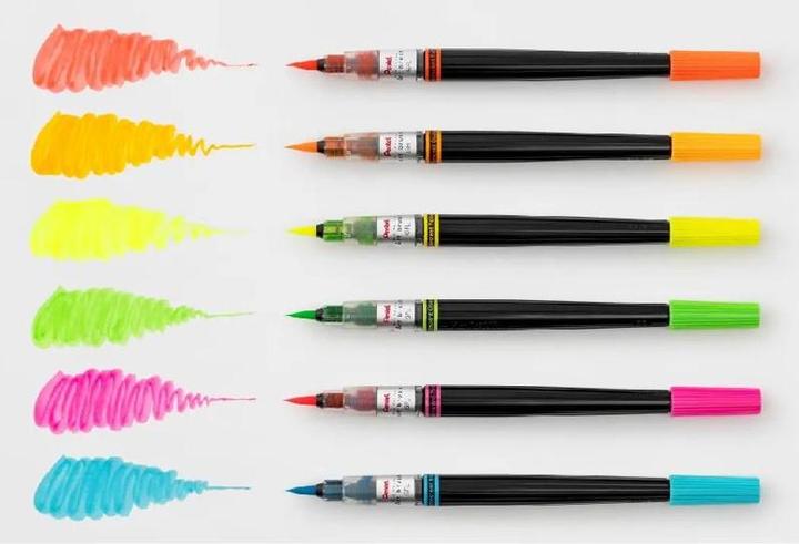 Actual product image Pentel Felt-tip pen Colour Brush Neon colour edition, yellow (Yellow)