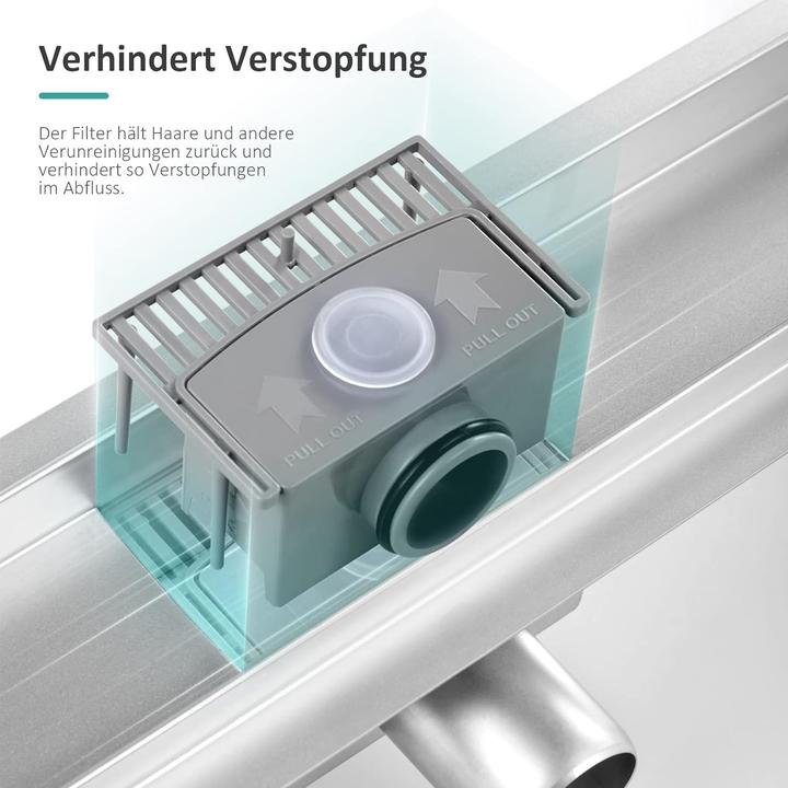 Image du produit Emke Caniveau De Douche En Acier Inoxydable, Siphon Anti-Odeur, Filtre à Cheveux, 800cm (800 mm)