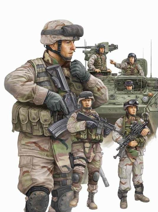 Actual product image Trumpeter Modern U.S. Army Armor Crewman & Infantry