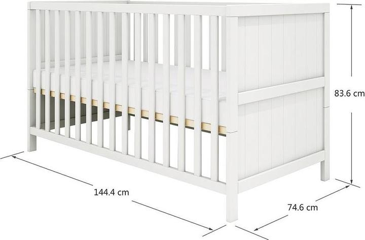 Actual product image Flexa Baby crib Luna with grooved profile (70 x 140 cm)