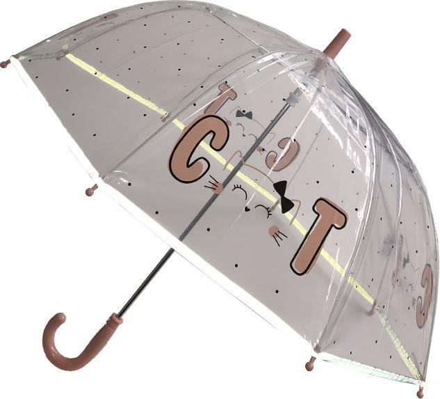 Actual product image Smati Umbrella for children, transparent, bell, fluorescent edge, multicoloured (cat motif)