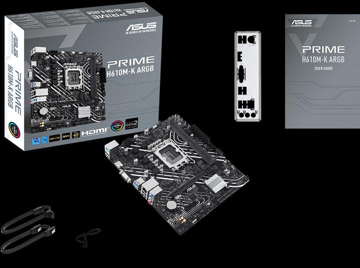 Immagine prodotto ASUS MB PRIME -K ARGB Intel,1700,DDR5,mATX (LGA 1700, Intel H610, mATX)
