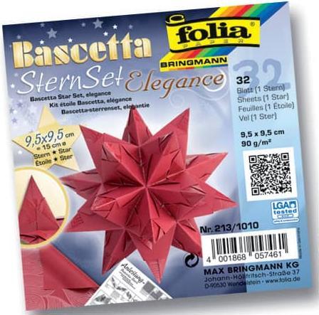 Produktbild Folia Bringmann Bascetta-Stern Set 9,5x9,5cm rot,32 Blatt