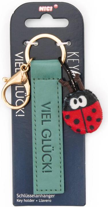 Produktbild Magni NICI Schlüsselanhänger Viel Glück! Kunstlederband mit Marienkäfer grün 10cm