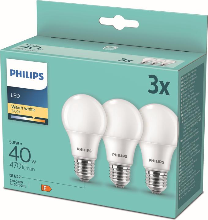 Actual product image Philips LED lamp (E27, 5.50 W, 470 lm, 3 x, F)
