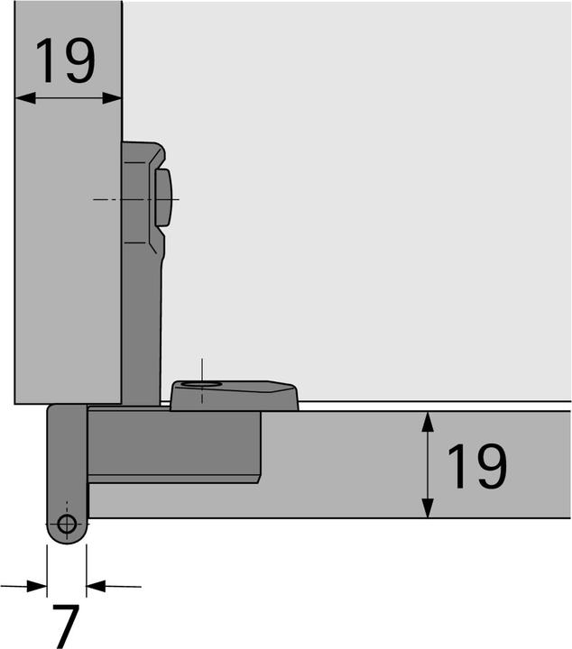 Actual product image Hettich Single-axis pot hinges Selekta Pro 2000, door overlay 5.5 mm, corner hinge
