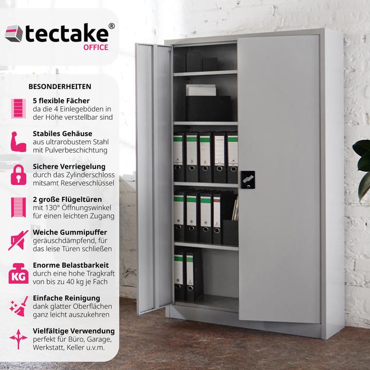 Produktbild tectake Aktenschrank (90 x 40 x 180 cm)