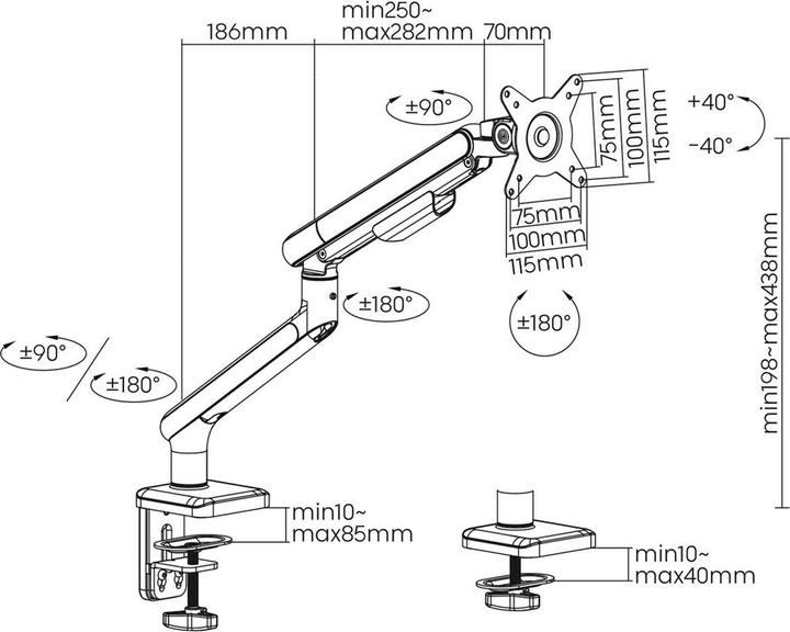 Actual product image Ergo Office Monitor desk mount ER-751 (Table, 32")