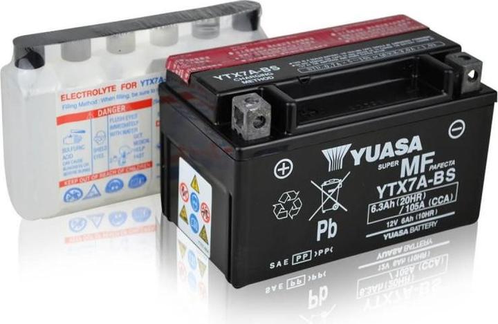 Yuasa YTX7A-BS AGM Motorradbatterie (DIN 50615) (12 V, 6 Ah, 105 A)