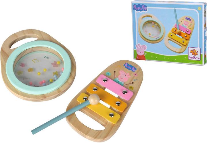 Produktbild Eichhorn Peppa Pig Holz-Musikset, 2-tlg. (Deutsch, Rumänisch, Niederländisch, Schweizerdeutsch, Slowakisch, Bulgarisch, Tschechisch, Slowenisch, Kroatisch)