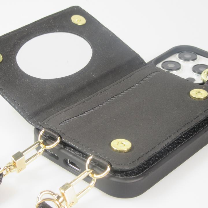Image du produit PhoneLook Coque Cuir matelassé avec miroir et compartiment carte inclus grande lanière amovible (Apple iPhone 15 Pro Max)