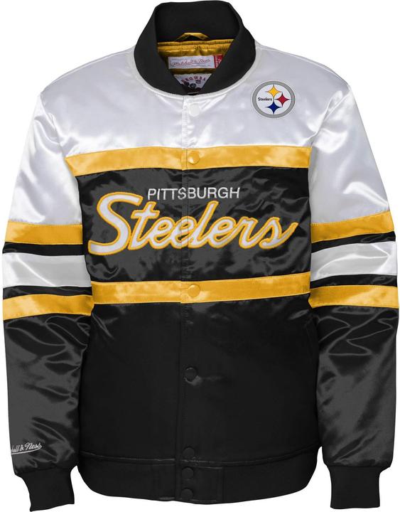 Mitchell & Ness M&N Heavyweight Satin Jacke - SCRIPT Pittsburgh Steelers - S (S)