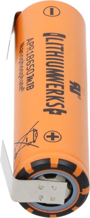 Image du produit A123 Systems A123 APR18650M-A1 1100mAh 3,2V - 3,3V LiFePo4 Akku mit Lötfahne U-Form (1 pcs, 1100 mAh)