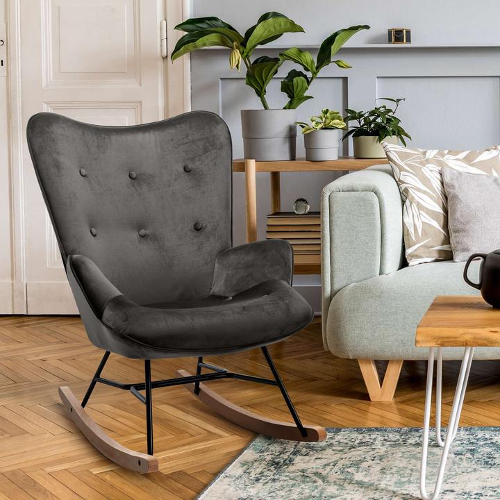 Immagine prodotto CLP Sedia a dondolo Sanka Velvet, Grigio scuro