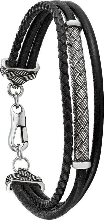 Jourdan Armband aus Leder und Silber (23 cm, Leder)