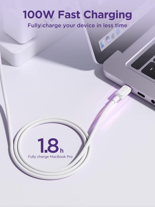 Actual product image Joyroom S-A14 Multi-Color Series 60W Fast Charging Data Cable (Type-C to Type-C) 1.2m-White (1.20 m, USB 3.2 Gen 1)