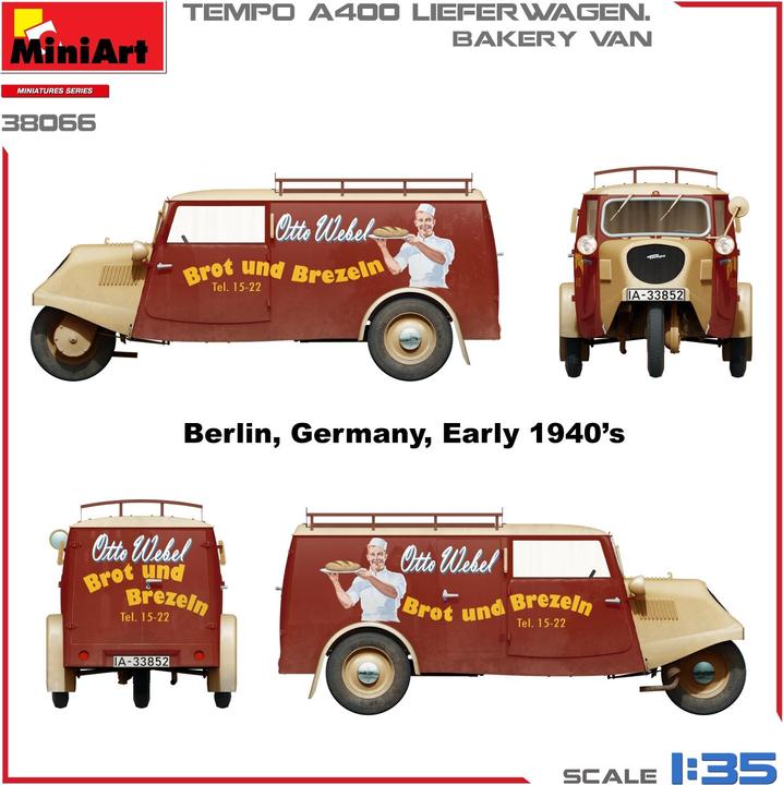 Actual product image 1:35 Tempo A400 delivery van with baked goods