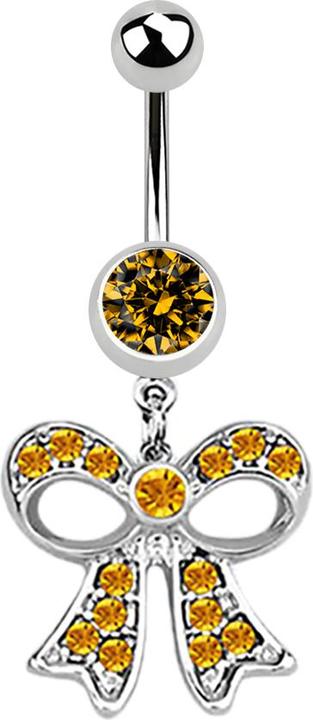Star Piercing Banane silber mit Anhänger Masche topaz (ohne Messing, Chirurgenstahl 316L)