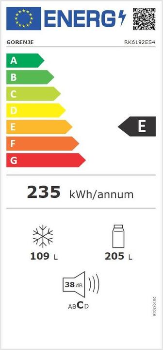 Energy Label Gorenje Fridge-freezer RK6192ES4 (314 l)
