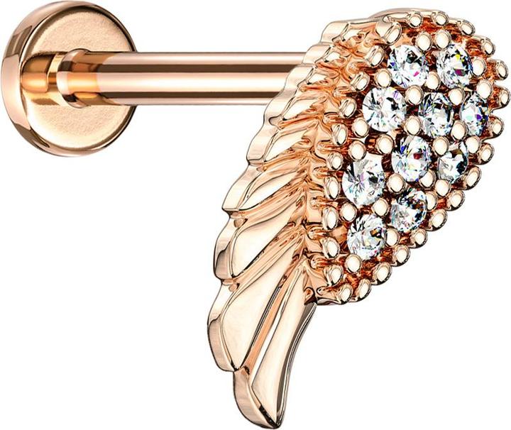 Image du produit Star Piercing Micro Labret femelle or rose Ailes d'ange (Laiton, Acier chirurgical 316L)