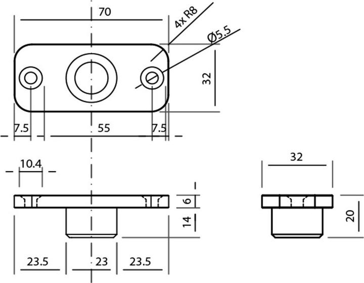 Actual product image FritsJurgens F+AMMAvA-hrungspl. alle Syst., 70x32x6 ES matt