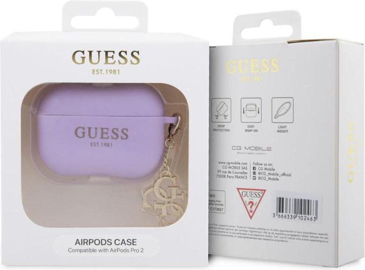 Produktbild Guess GUAP2LECG4U AirPods Pro 2 cover fioletowy/purple Liquid Silicone Glitter Triangle Charm (Kopfhörer Tasche)