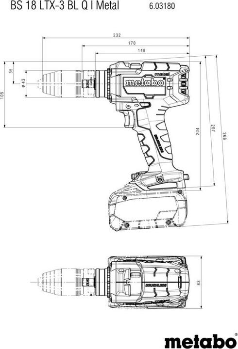 Produktbild Metabo BS 18 LTX-3 BL Q I Metal (Akkubetrieb)