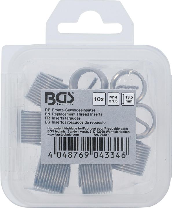 Immagine prodotto BGS Inserti filettati di ricambio M14 x 1,5 mm 10 pz.