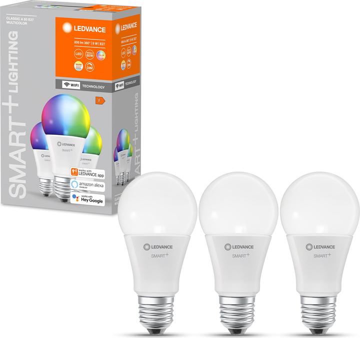 Produktbild Ledvance Smart+ Wifi Classic (E27, 9 W, 806 lm, 3 x, F)
