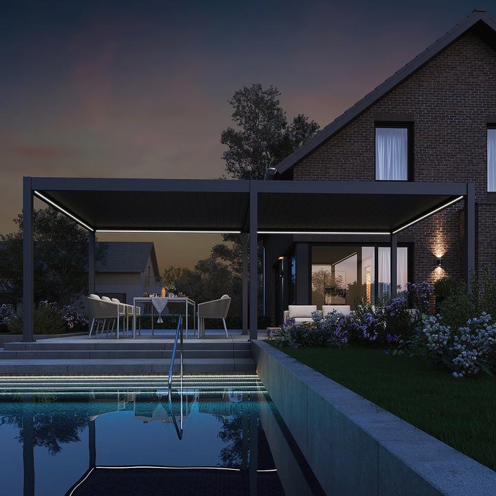 Produktbild Weide elektrische Pergola 3.6x7.2m Anthrazit mit LED (720 cm, 360 cm)