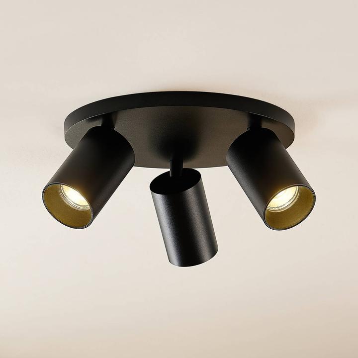 Image du produit Arcchio Brinja spot de plafond, rond 3-fl., noir (GU10)