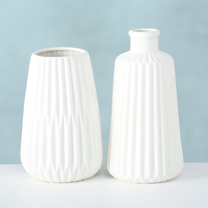 Produktbild Boltze Home Boltze Vasen Set Esko 2-teilig weiss matt, Blumenvasen aus Keramik, Ã¸ ca. 8,5 cm (1 x)